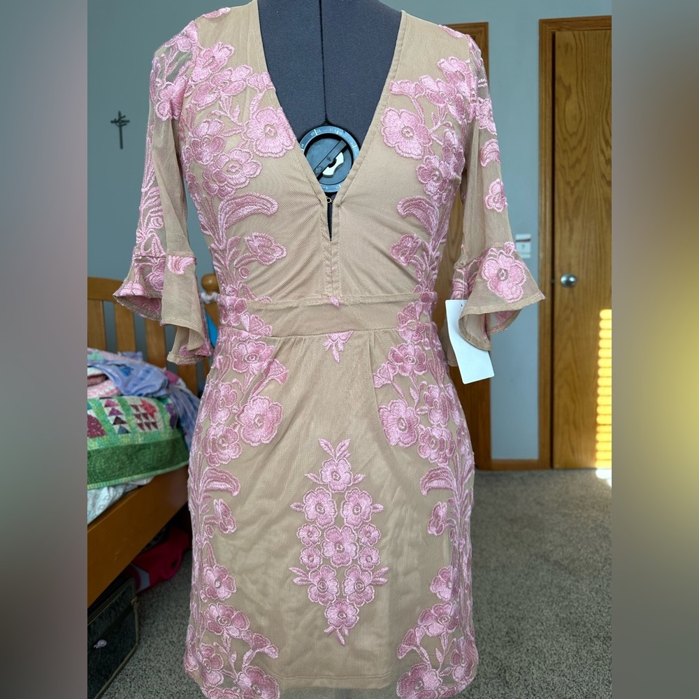 For Love & Lemons Temecula Mini Dress Rose Embroidery (no longer has tags)